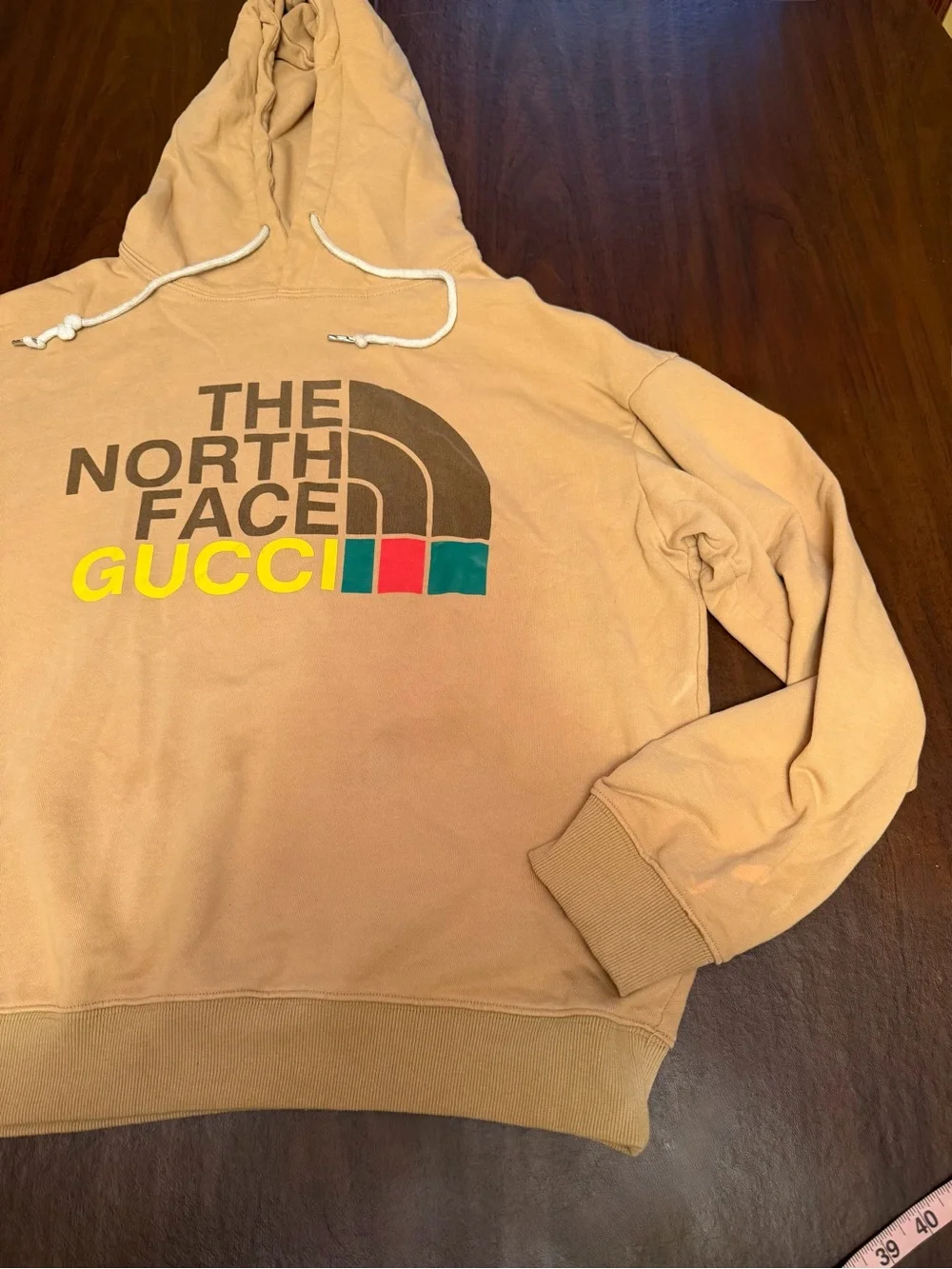 Authentic Gucci x The North Face Beige Logo Hoodie XL Made in Italy